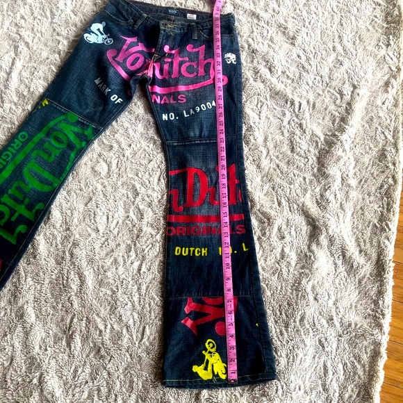 RELIST & SOLD 😃Von Dutch Colored LOGO Jeans Pink Green Motorcyles & Race Cars - Picture 4 of 12